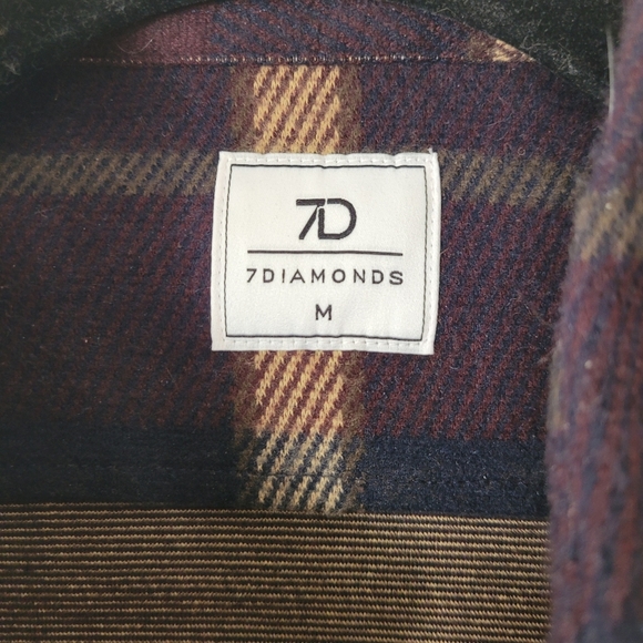 7 Diamonds Mens Generation Plaid Flannel LS Button Down Shirt Medium Burgundy - Picture 2 of 10